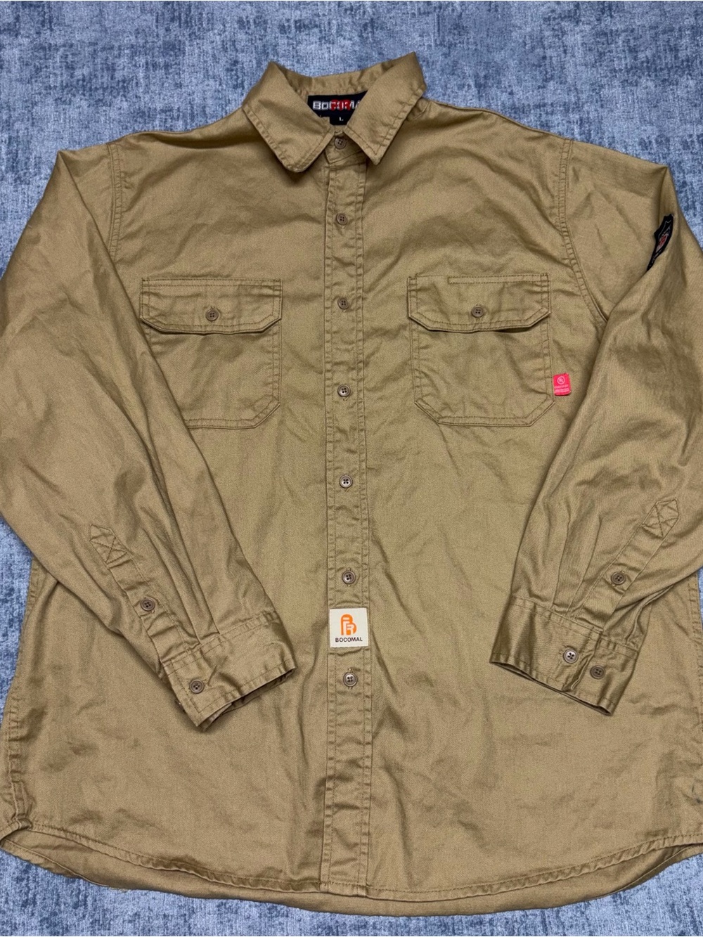 Bocomal FR Shirt Mens XL Flame Resistant Cotton Twill Button Dark Green CAT 2
